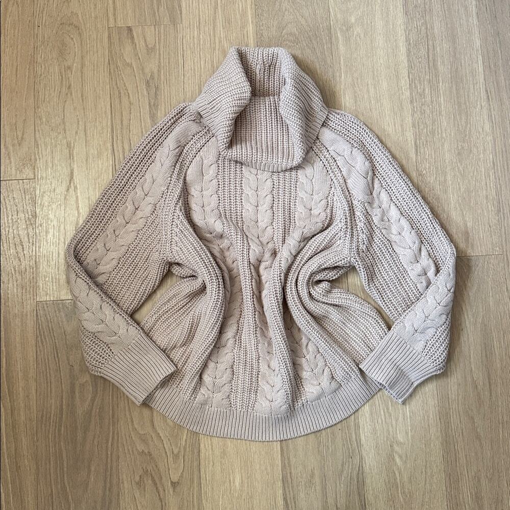 Haven Well Within Women's Cable Knit Turtleneck Sweater - Tan Size XL